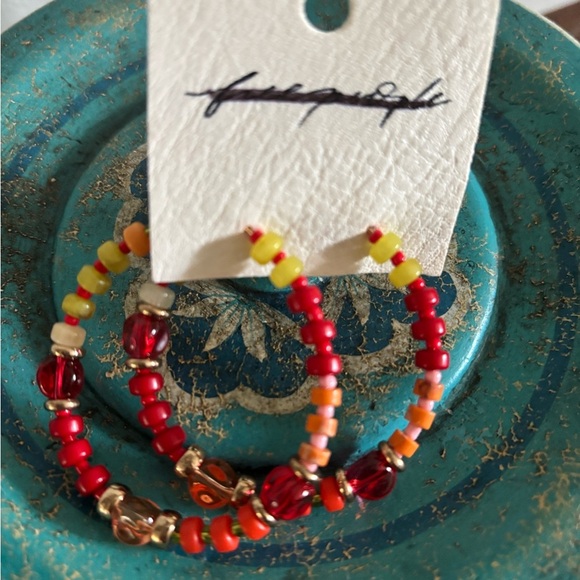 Free People Beaded Hoop Earrings NWT - Picture 2 of 3